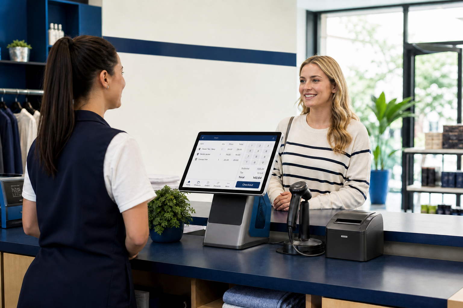Modern Cashier Terminal With Touchscreen Monitor