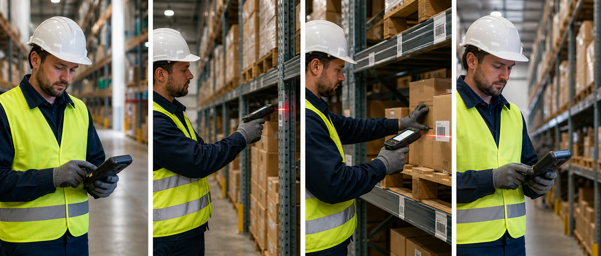 Worker Scanning Barcode With Handheld Device