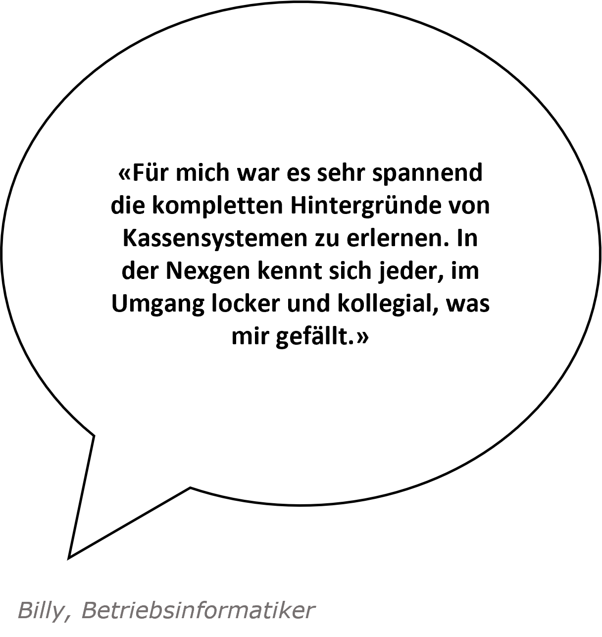 Spruch zur Nexgen von Sandro, 1. Lehrjahr Betriebsinformatik