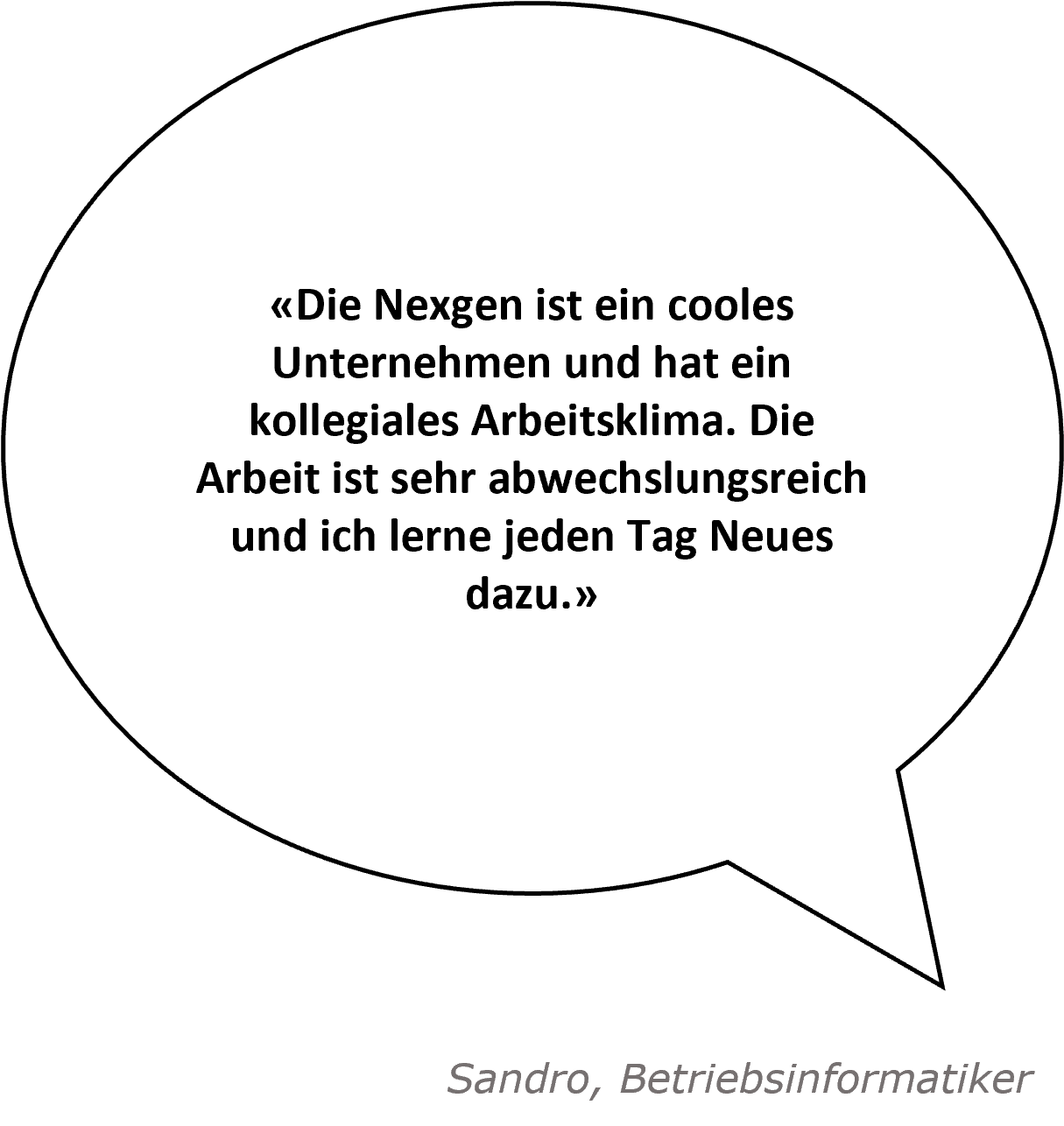 Spruch zur Nexgen von Marco, 2. Lehrjahr Betriebsinformatik